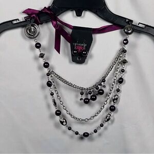 Women’s Elegant Silver and Dark Purple Necklace